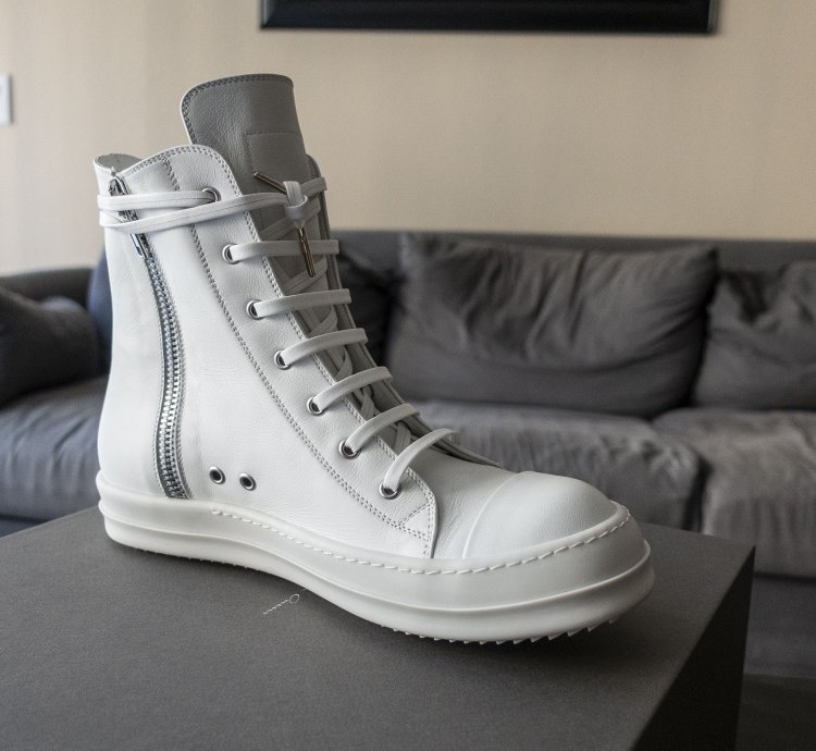 Rick Owens Mainline Chalk White Leather Ramones