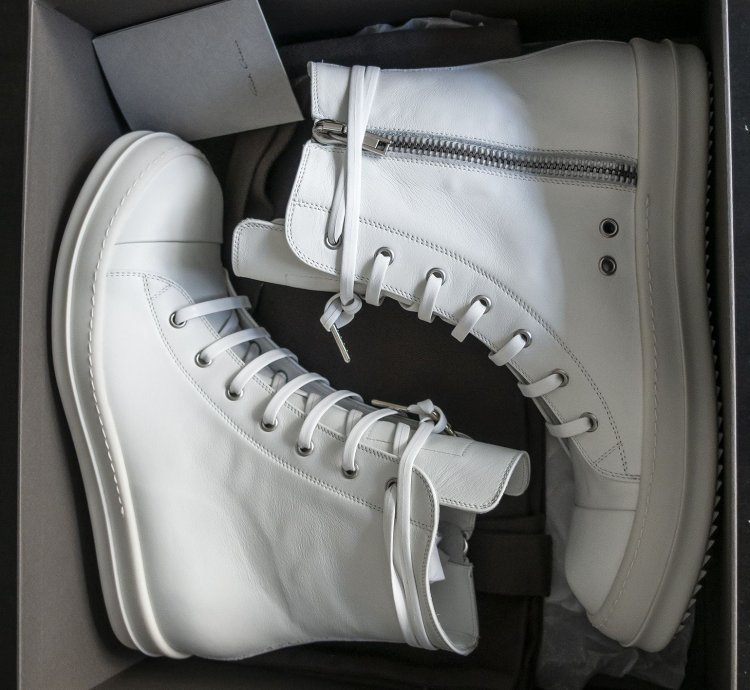 Rick Owens Mainline Chalk White Leather Ramones