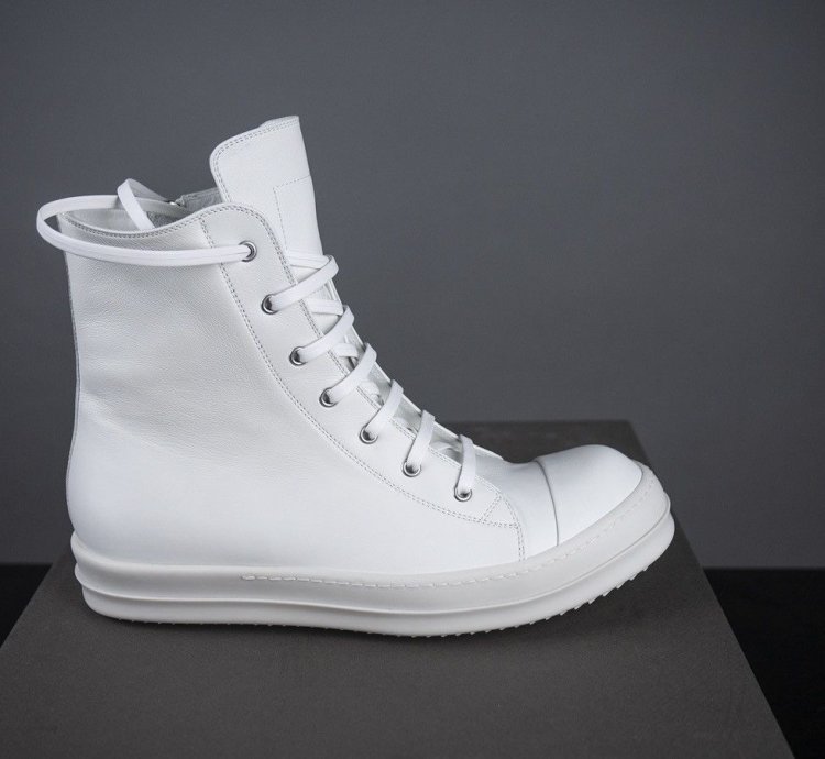 Rick Owens Mainline Chalk White Leather Ramones