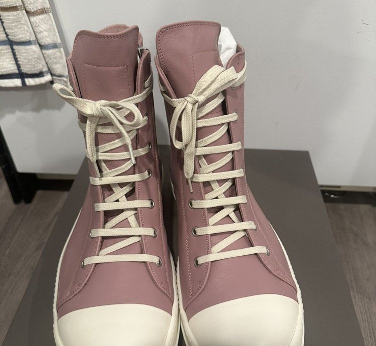 Rick Owens mainline leather ramones dusty pink size 46