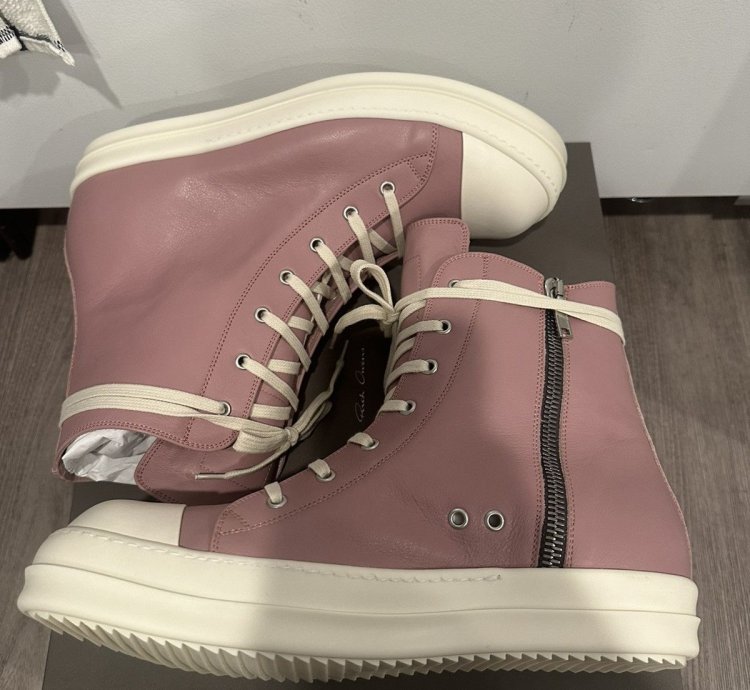 Rick Owens mainline leather ramones dusty pink size 46