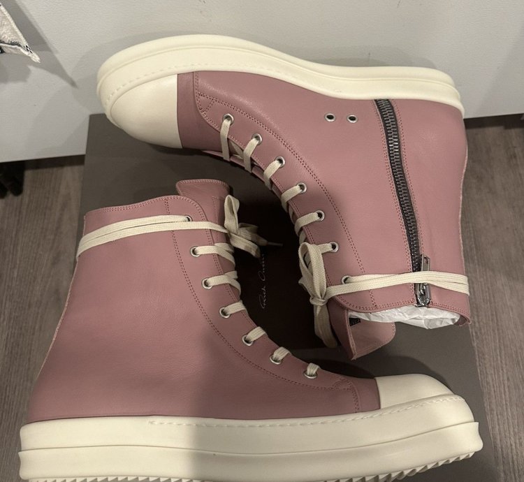 Rick Owens mainline leather ramones dusty pink size 46