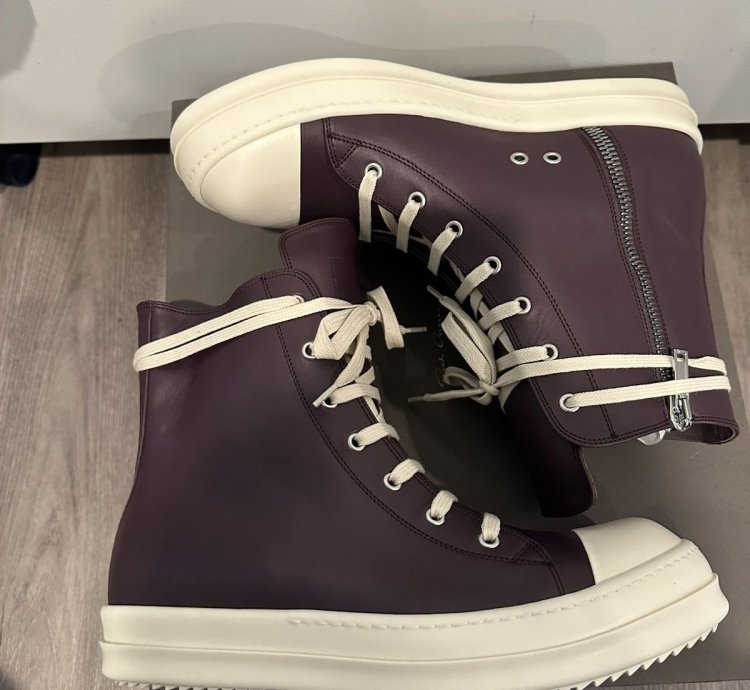 Rick Owens Mainline Leather Ramones High Amethyst Size 43