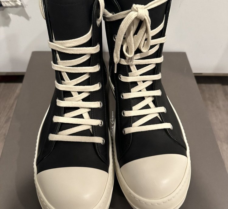 Rick owens mainline leather Ramones High Black Milk Size 42