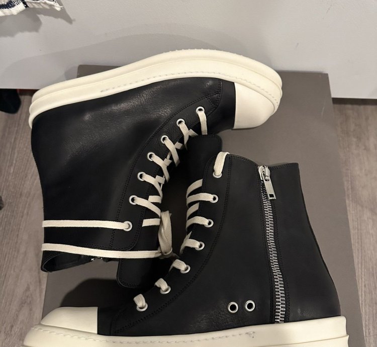 Rick owens mainline leather Ramones High Black Milk Size 42