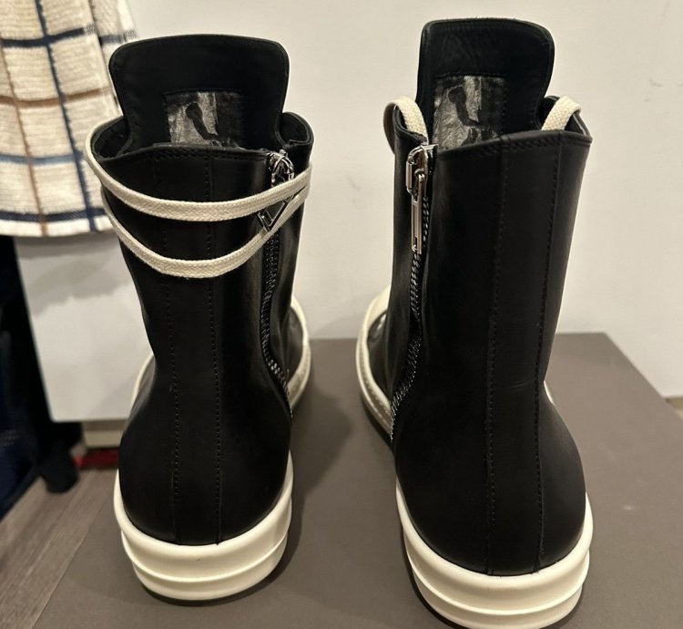 Rick owens mainline leather Ramones High Black Milk Size 42
