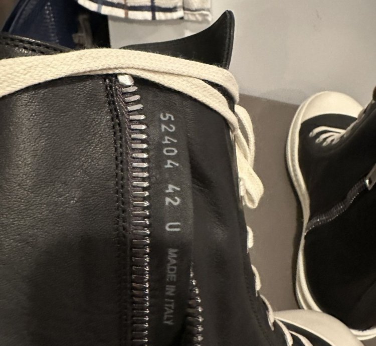 Rick owens mainline leather Ramones High Black Milk Size 42