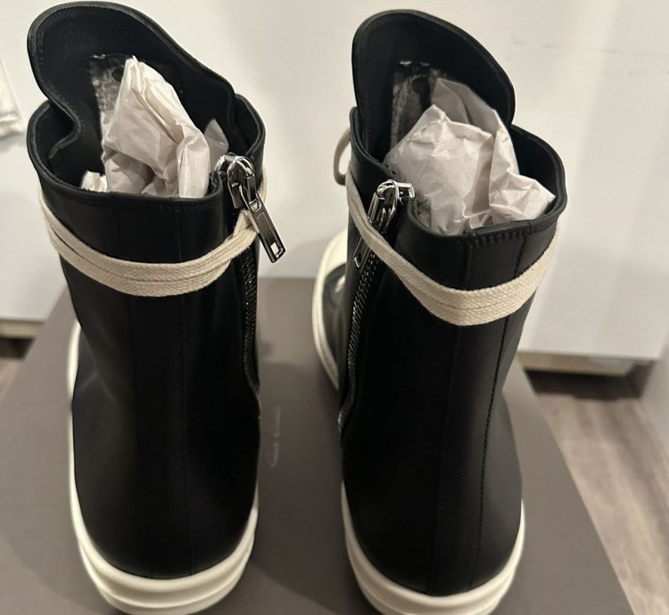 Rick owens mainline leather Ramones High Black Milk Size 44