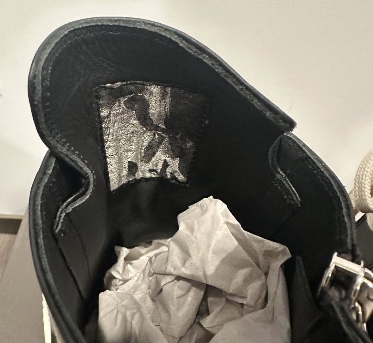 Rick owens mainline leather Ramones High Black Milk Size 44