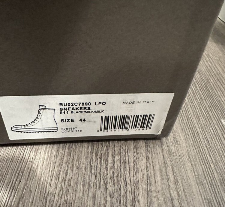 Rick owens mainline leather Ramones High Black Milk Size 44
