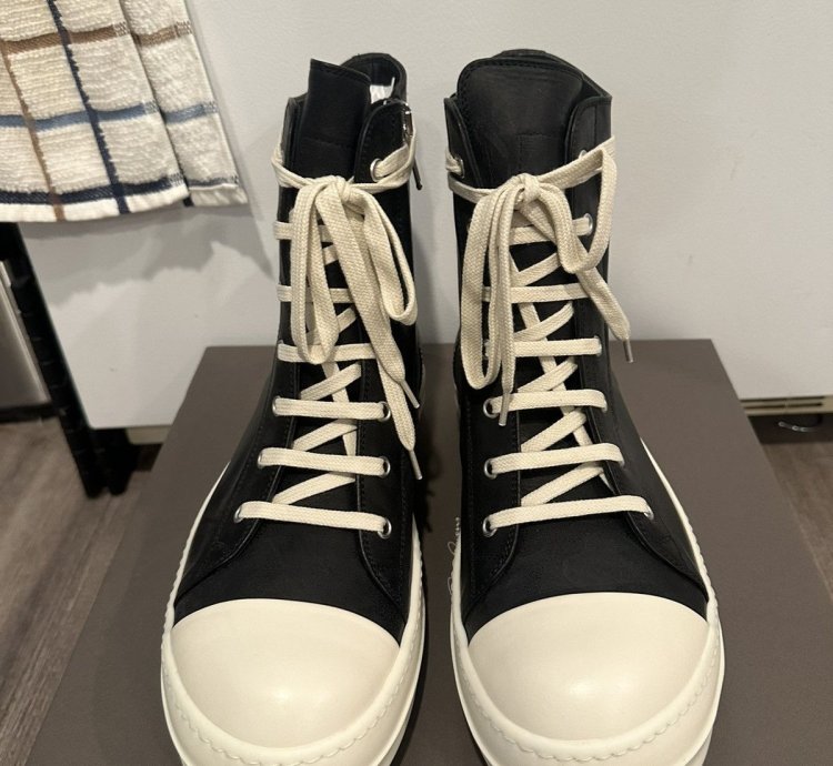 Rick Owens mainline leather ramones high black size 41 5