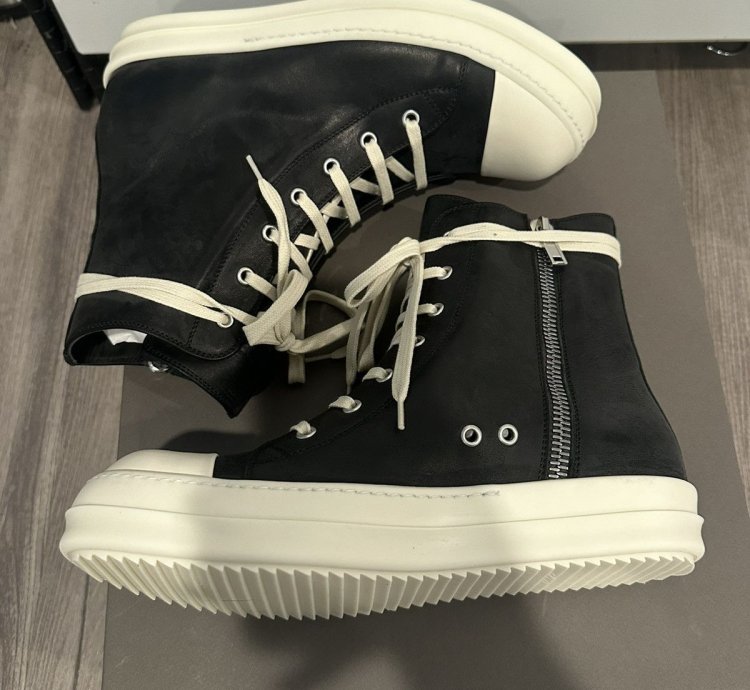 Rick Owens mainline leather ramones high black size 41 5