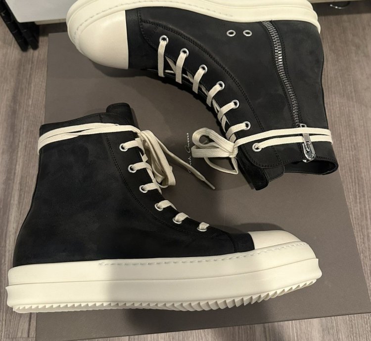 Rick Owens mainline leather ramones high black size 41 5