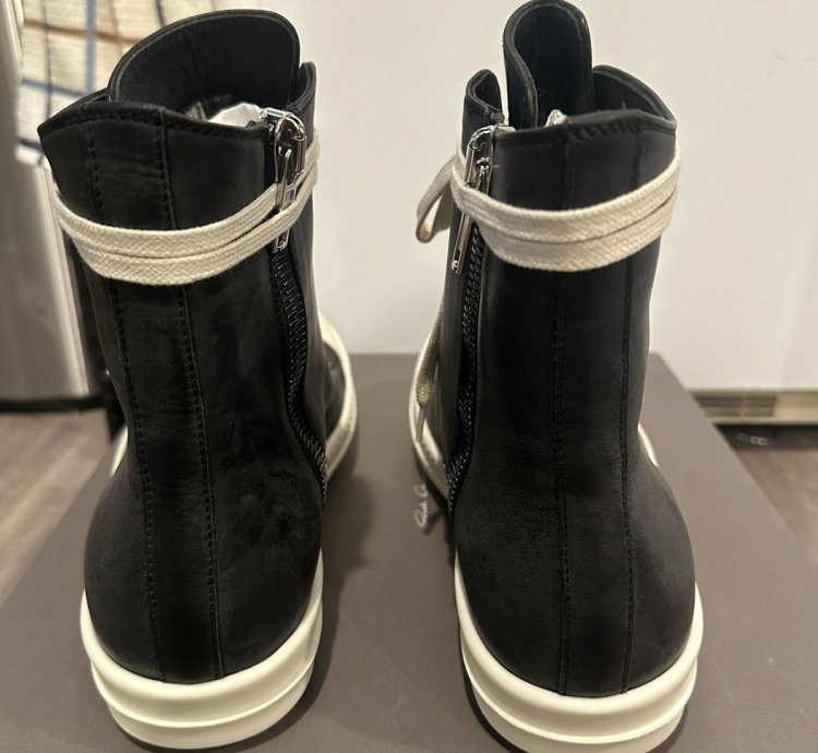 Rick Owens mainline leather ramones high black size 41 5
