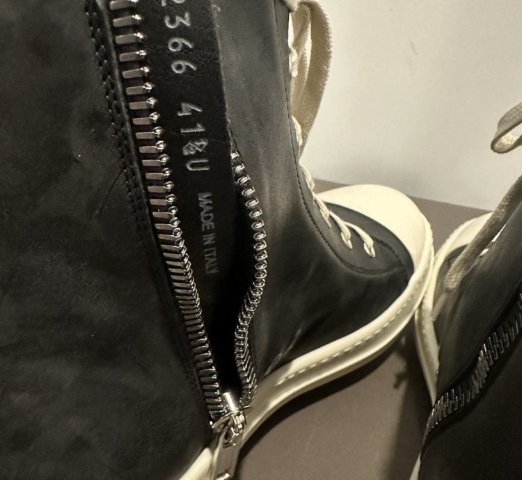 Rick Owens mainline leather ramones high black size 41 5