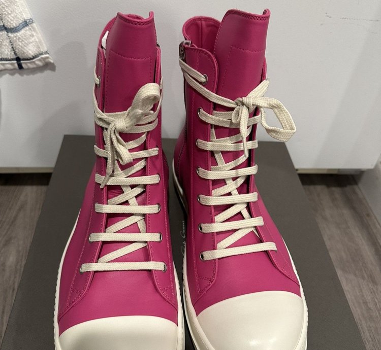Rick Owens Mainline Leather Ramones High Hot Pink Size 46