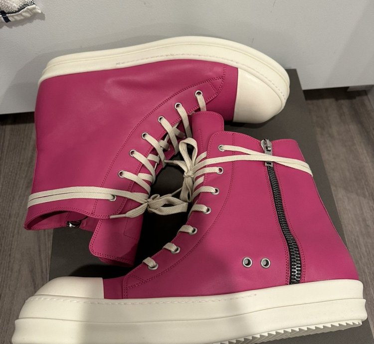 Rick Owens Mainline Leather Ramones High Hot Pink Size 46