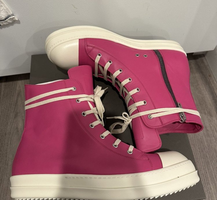 Rick Owens Mainline Leather Ramones High Hot Pink Size 46