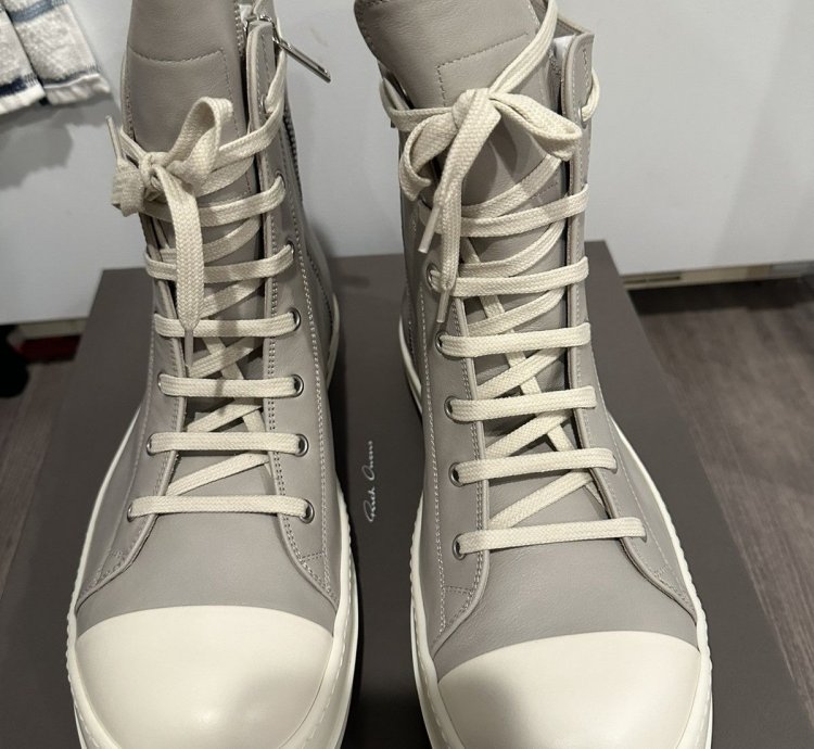 Rick owens mainline leather Ramones High pearl grey size 45
