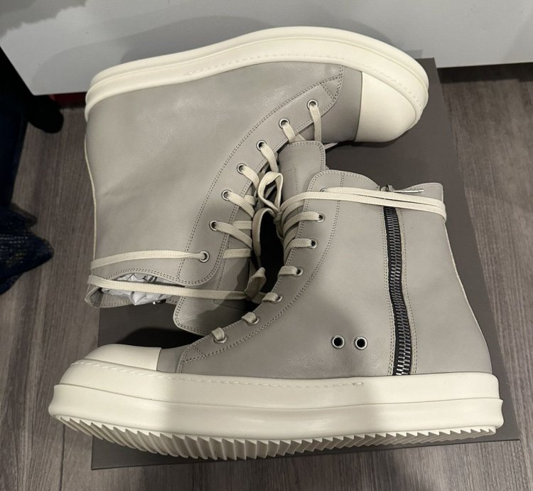 Rick owens mainline leather Ramones High pearl grey size 45