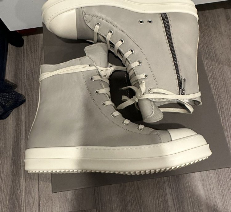 Rick owens mainline leather Ramones High pearl grey size 45