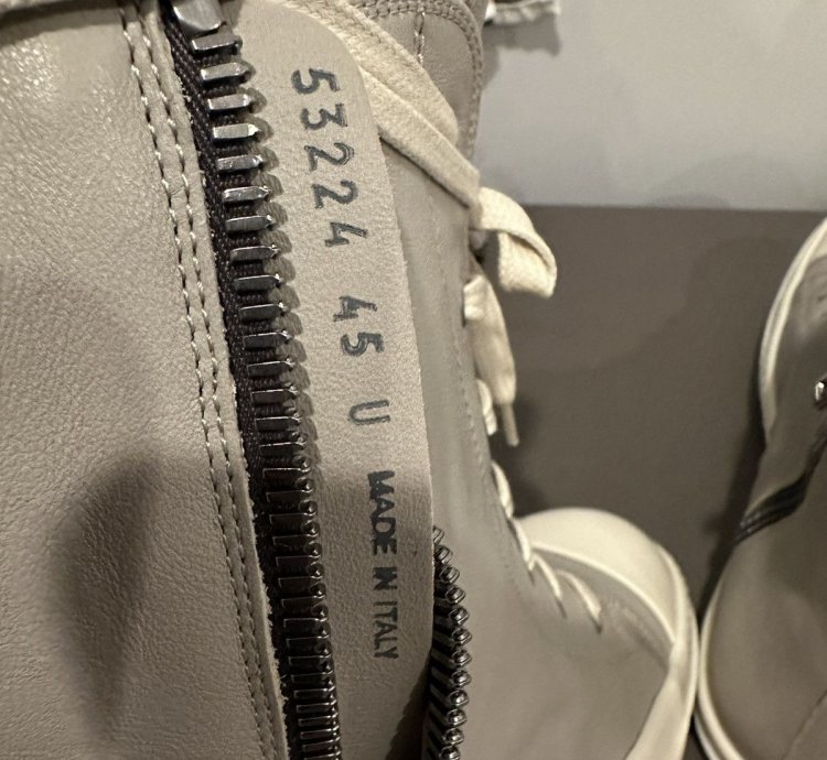 Rick owens mainline leather Ramones High pearl grey size 45