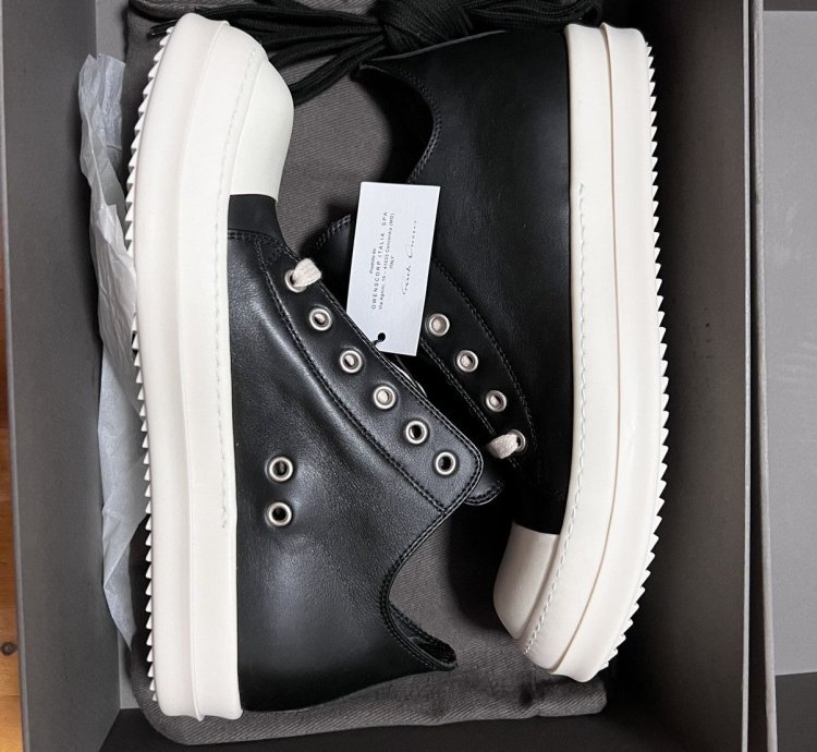 Rick owens mainline leather ramones low top sneakers sz39 5