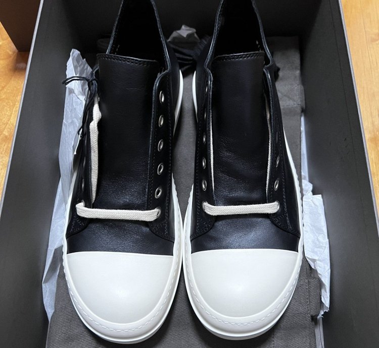 Rick owens mainline leather ramones low top sneakers sz39 5