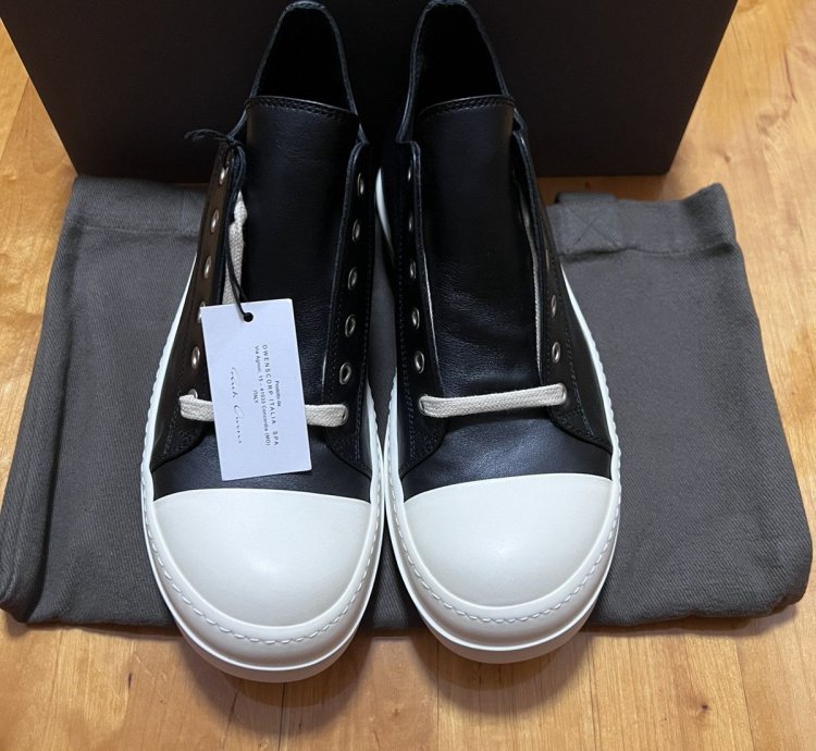 Rick owens mainline leather ramones low top sneakers sz39 5