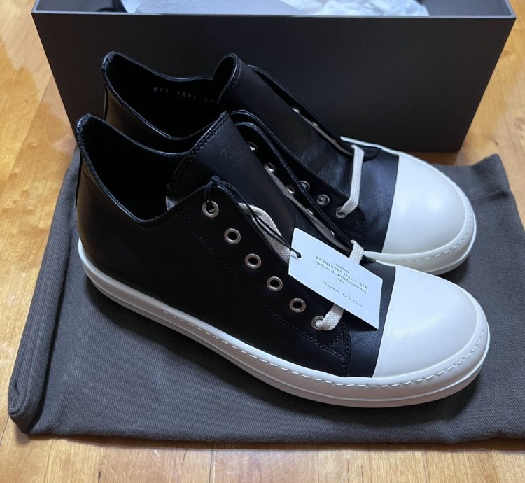 Rick owens mainline leather ramones low top sneakers sz39 5