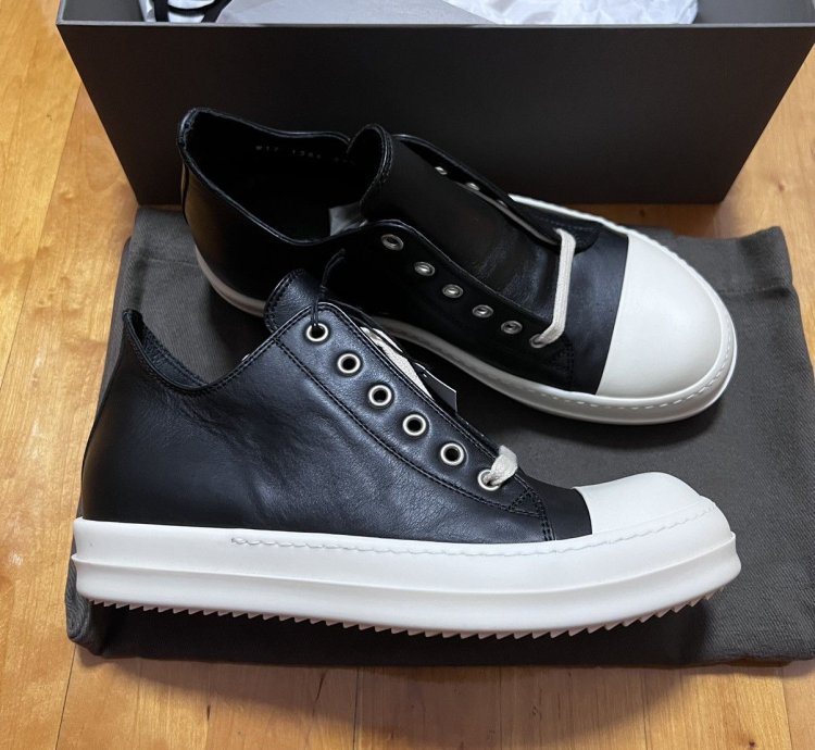 Rick owens mainline leather ramones low top sneakers sz39 5