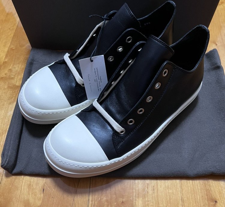 Rick owens mainline leather ramones low top sneakers sz39 5