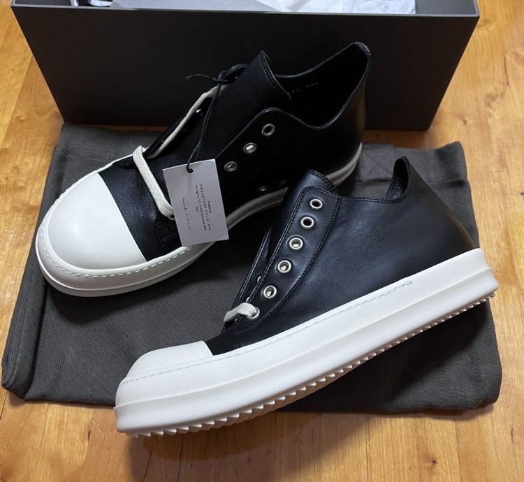 Rick owens mainline leather ramones low top sneakers sz39 5