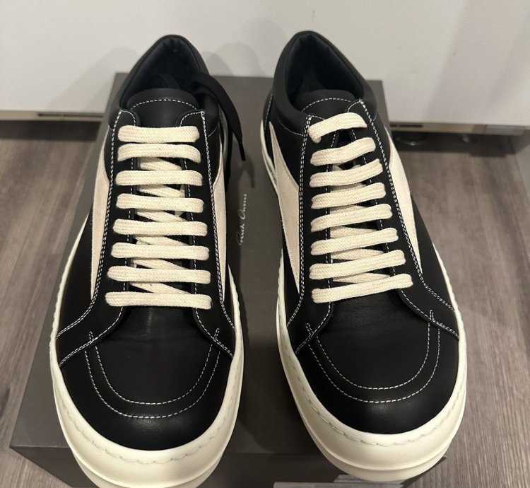 Rick Owens mainline leather vintage low black milk size 44