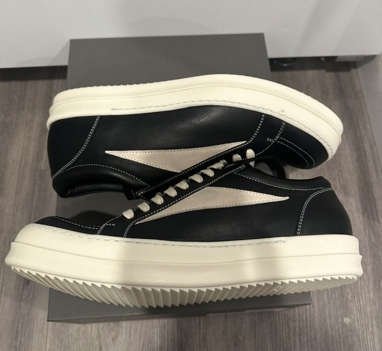 Rick Owens mainline leather vintage low black milk size 44