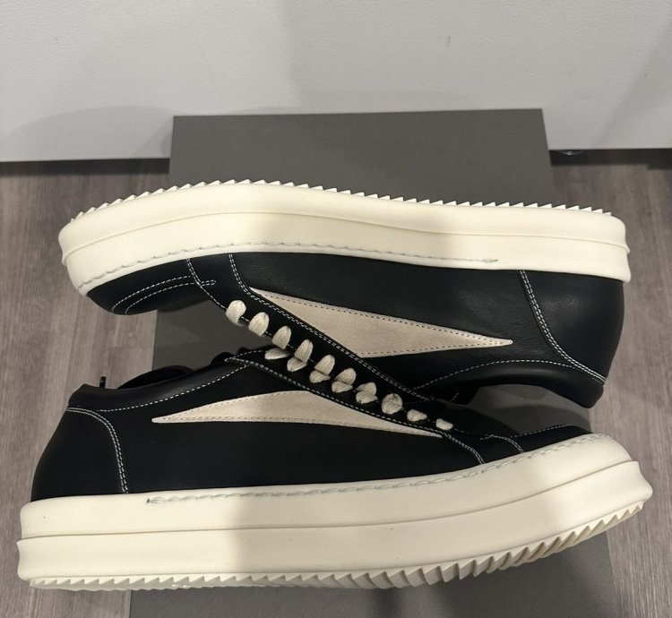 Rick Owens mainline leather vintage low black milk size 44