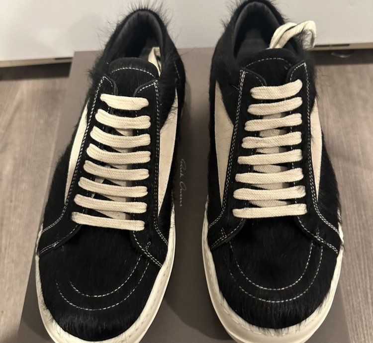 Rick Owens mainline pony hair vintage low vans black size 41