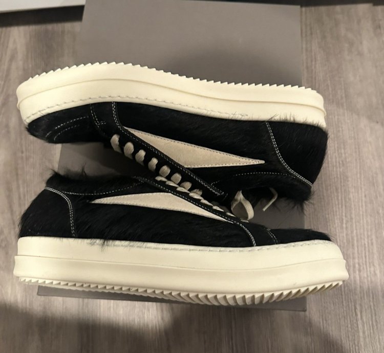Rick Owens mainline pony hair vintage low vans black size 41