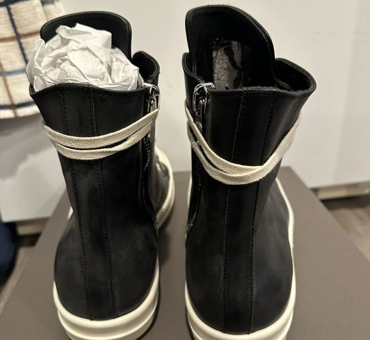 Rick Owens Mainline Washed Leather Ramones Black Siize 43