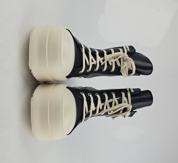 Rick Owens Mega Bumper Black Milk Leather Sneakers New 42
