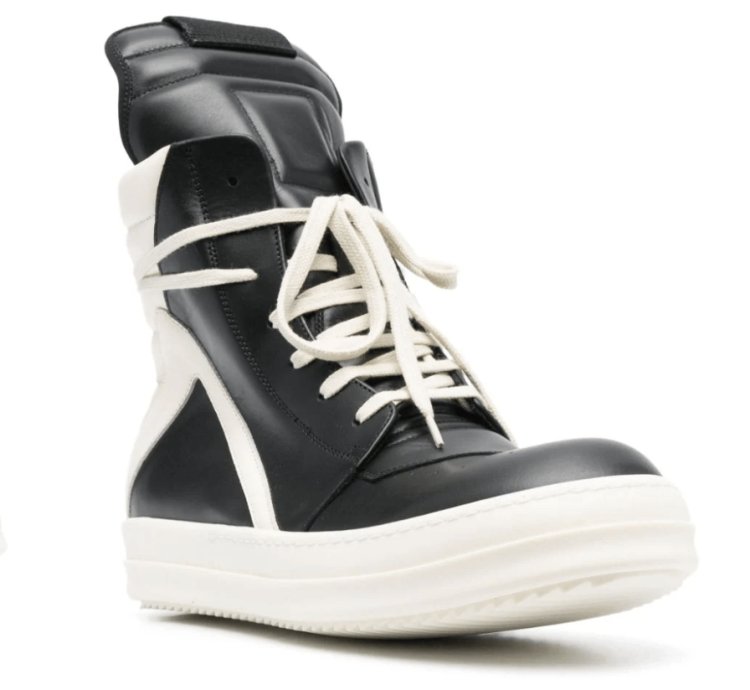Rick Owens Men Black Geobasket High Top Leather Sneakers