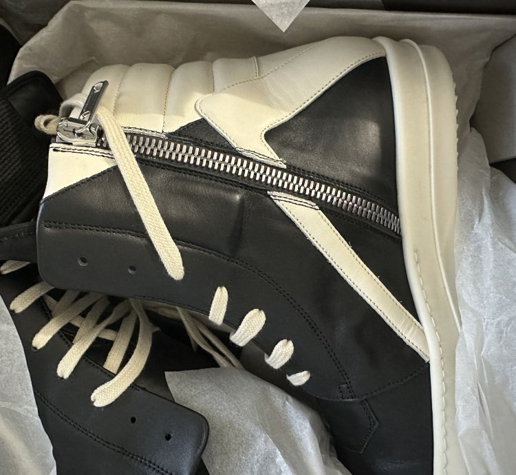 Rick Owens Men Black Geobasket High Top Leather Sneakers