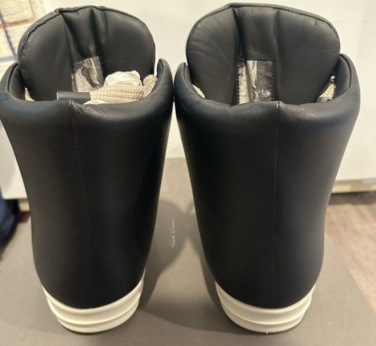 Rick owens padded jumbo lace Ramones High Black Milk Size 44