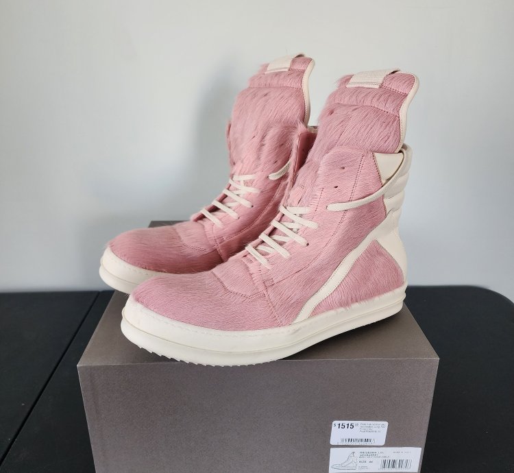 Rick Owens Pink Ponyhair Geobaskets Rare Runway