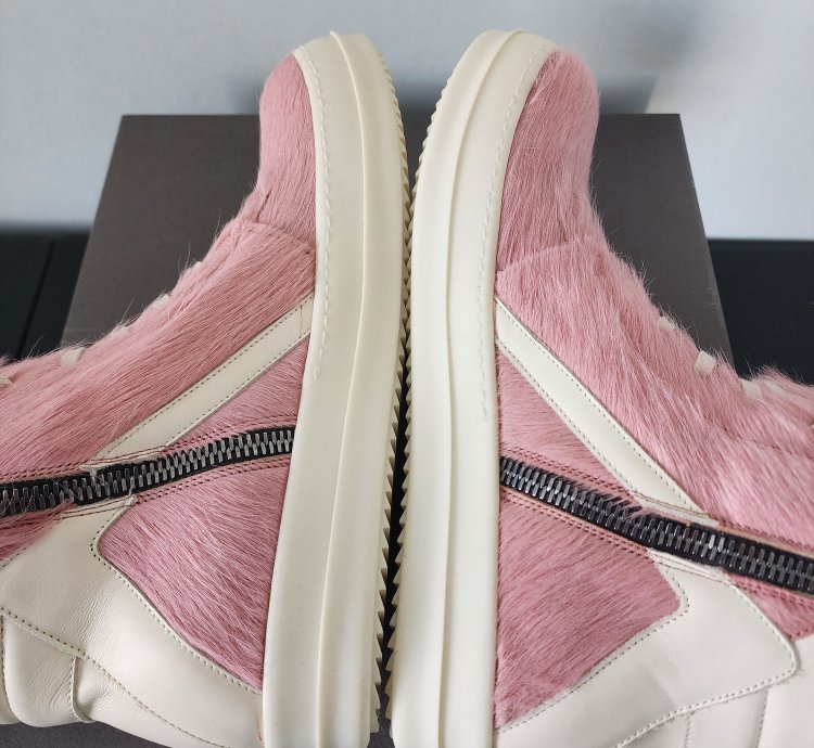Rick Owens Pink Ponyhair Geobaskets Rare Runway