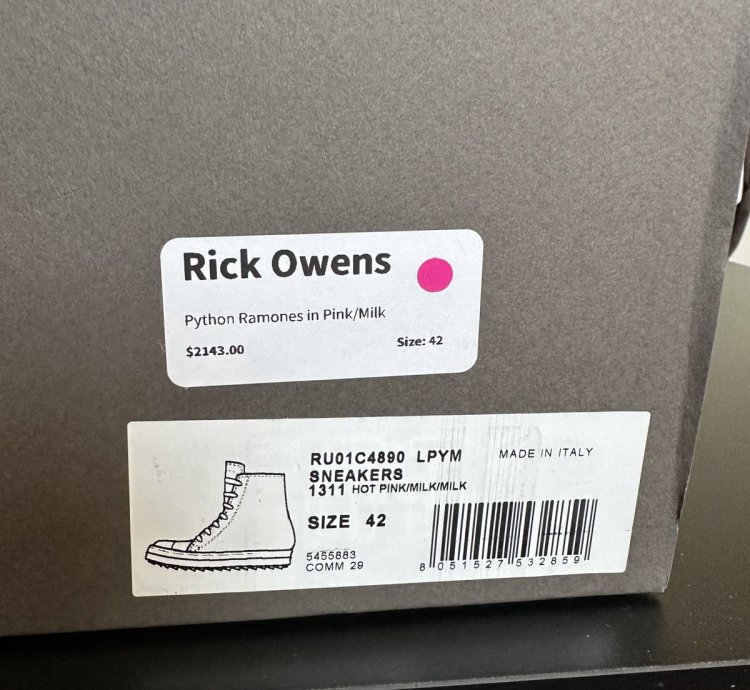 Rick Owens Pink Python Leather Ramones