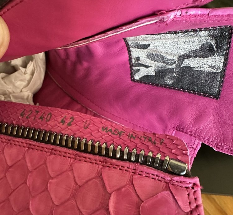 Rick Owens Pink Python Leather Ramones