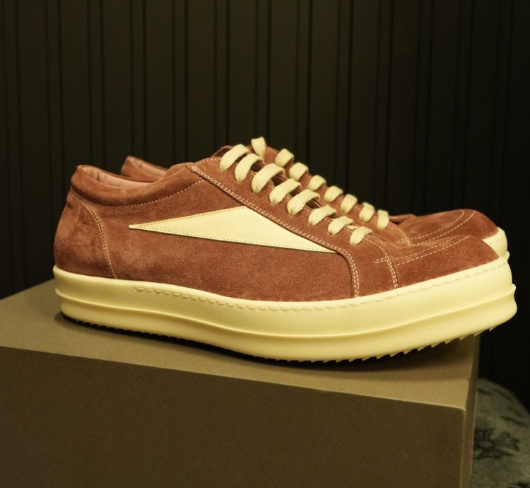 Rick Owens Pink Suede Vintage Sneakers