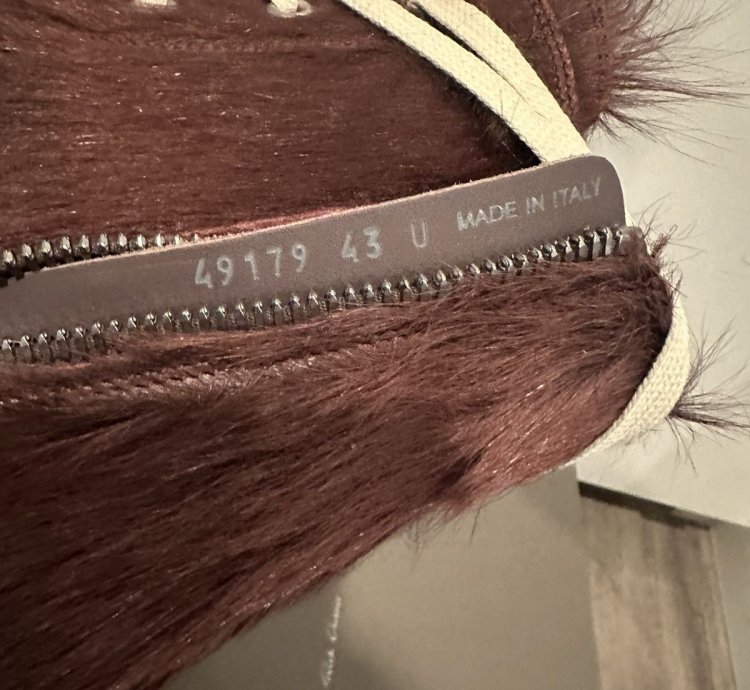 Rick Owens Pony Hair Cow Fur Ramones High Amethyst Size 43