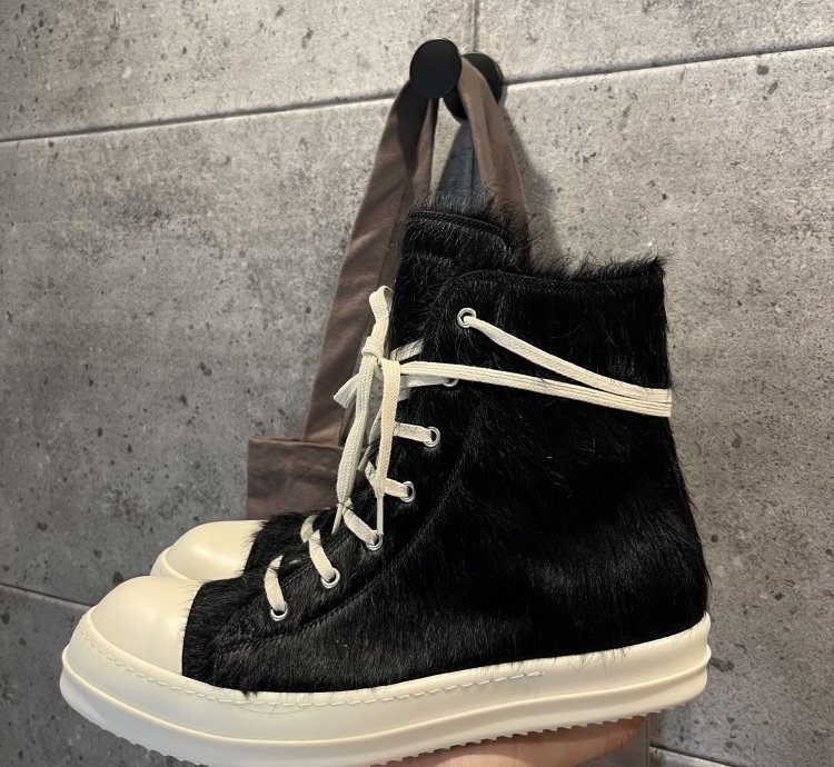 rick owens pony hair fur mainline ramones sneakers READ DESC